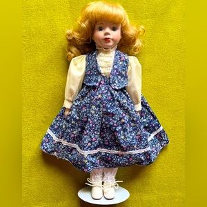 Vintage Hand Crafted Genuine Porcelain Doll with Stand